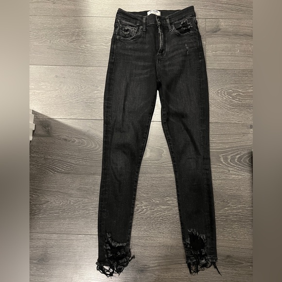 Agolde size 25 distressed Sophie crop in faded black - Picture 1 of 3